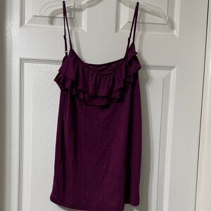 LOFT Deep Purple Ruffle Tank Top